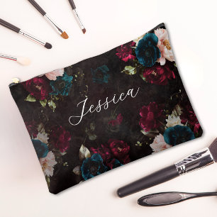 Pochette À Accessoires Monogramme Floral Turquoise Rouge Luxueux
