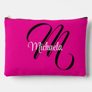 Pochette À Accessoires Monogramme initial nom moderne minimaliste rose ch