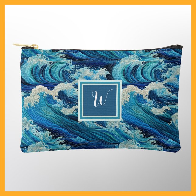 Pochette À Accessoires Monogramme inspiré de Great Waves et Seafoam Beach (Créateur téléchargé)