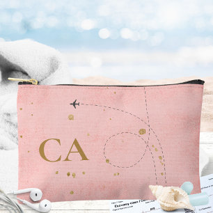 Pochette À Accessoires Monogramme minimaliste Avion Pink Gold Voyage