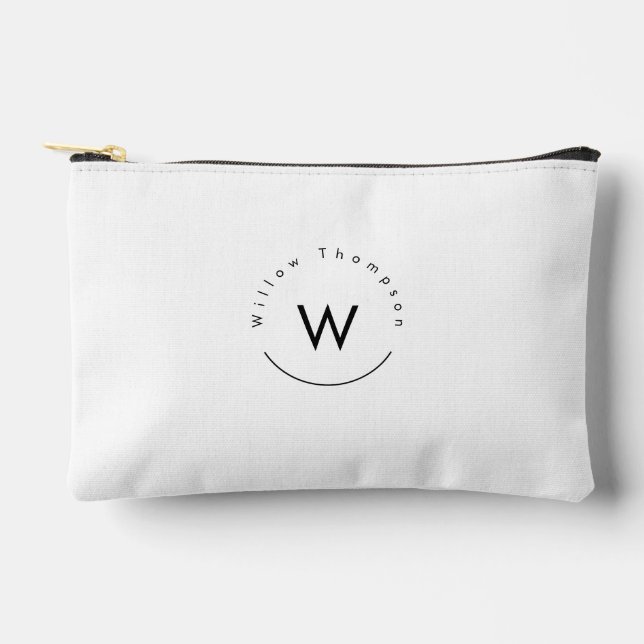 Pochette À Accessoires Monogramme minimaliste blanc moderne (Recto)