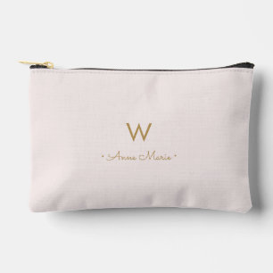 Pochette À Accessoires Monogramme moderne Blush Pink Gold Script