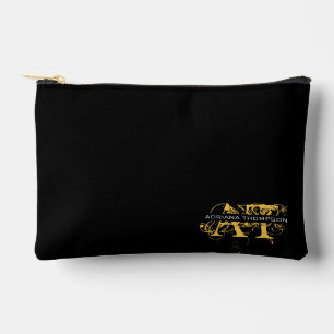 Pochette À Accessoires Monogramme moderne en noir et or