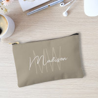Monogramme moderne Nom Script Beige