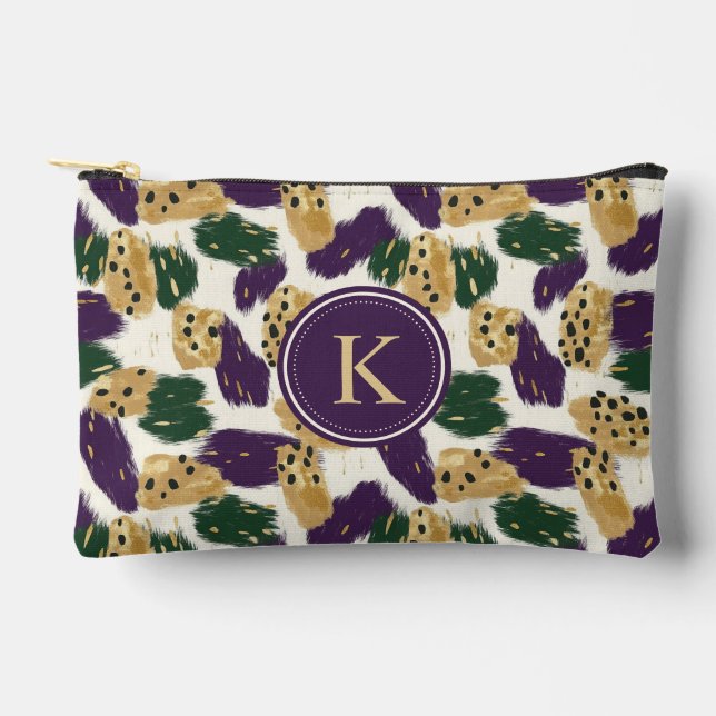 Pochette À Accessoires Monogramme Motif vert violet or brosses (Recto)