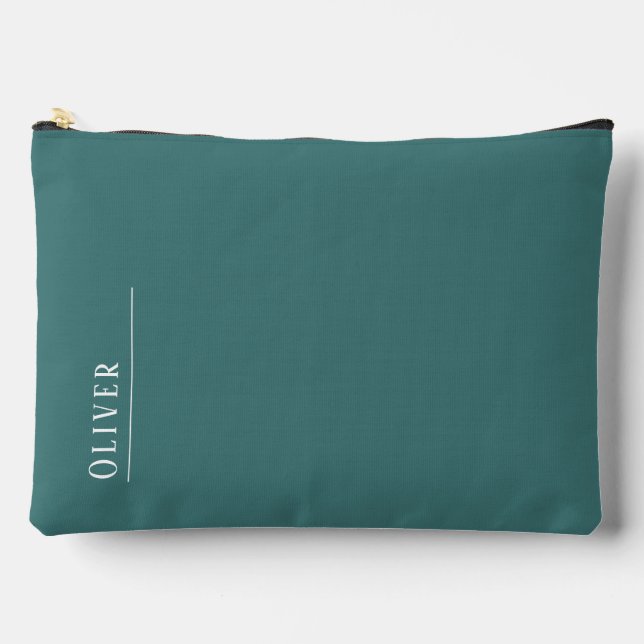 Pochette À Accessoires monogramme personnalisé, bleu aqua moderne (Recto)