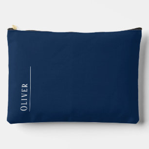 Pochette À Accessoires monogramme personnalisé, bleu marine foncé