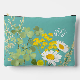 Pochette À Accessoires Monogramme personnalisé Fleur sauvage moderne