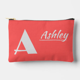 Pochette À Accessoires Monogramme personnalisé initial et nom sur rouge
