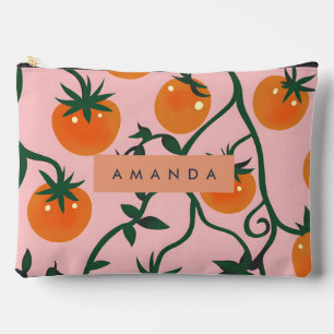 Pochette À Accessoires Monogramme Personnalisé Retro Tomato Vine Motif