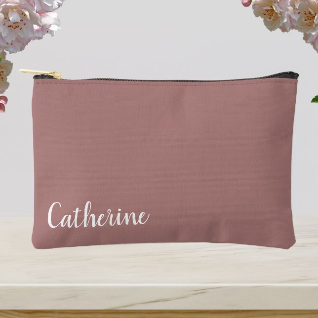 Pochette À Accessoires monogramme personnalisé, rose poussiéreux avec typ (Créateur téléchargé)