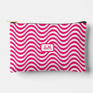 Pochette À Accessoires Monogramme rose blanc ondulé rayures psychédélique