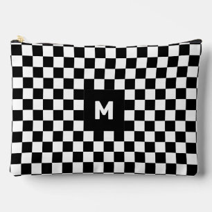 Pochette À Accessoires Monogramme simple À damiers noir et blanc