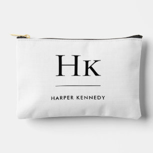 Pochette À Accessoires Monogramme Simple Élégant Monogramme Blanc Bridal