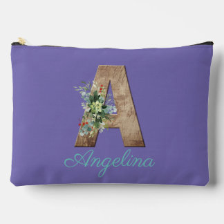 Pochette À Accessoires Monogramme Une lettre de bois rouge fleur feu viol
