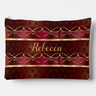 Pochette À Accessoires Monogramme Vintage Bourgogne Couleur Luxe Or Décor