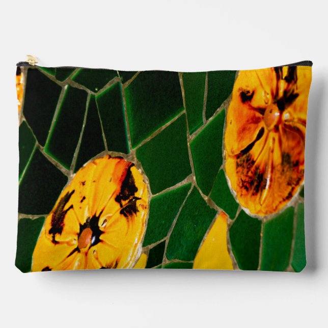 Pochette À Accessoires Mosaïque espagnole verte et jaune (Recto)
