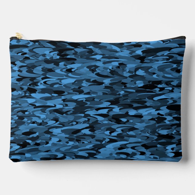 Pochette À Accessoires Motif Abstrait Bleu Noir Grand (Recto)