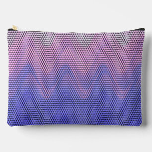 Pochette À Accessoires Motif Abstrait Grand Hexagone Rose Violet