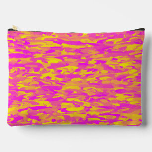 Pochette À Accessoires Motif Abstrait Rose Jaune Orange Grand