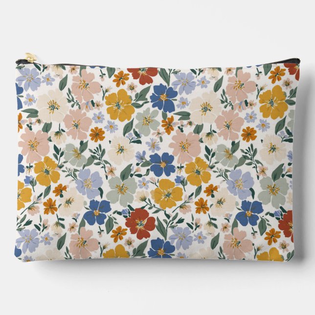 Pochette À Accessoires Motif Bohème de Prairie de Fleurs Sauvages (Recto)