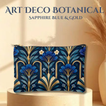 Motif botanique Art Déco. Bleu saphir