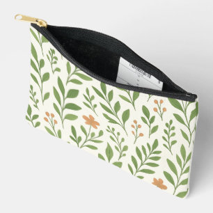 Pochette À Accessoires Motif botanique minimaliste avec feuilles vertes