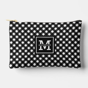 Pochette À Accessoires Motif carreaux noir et blanc personnalisé