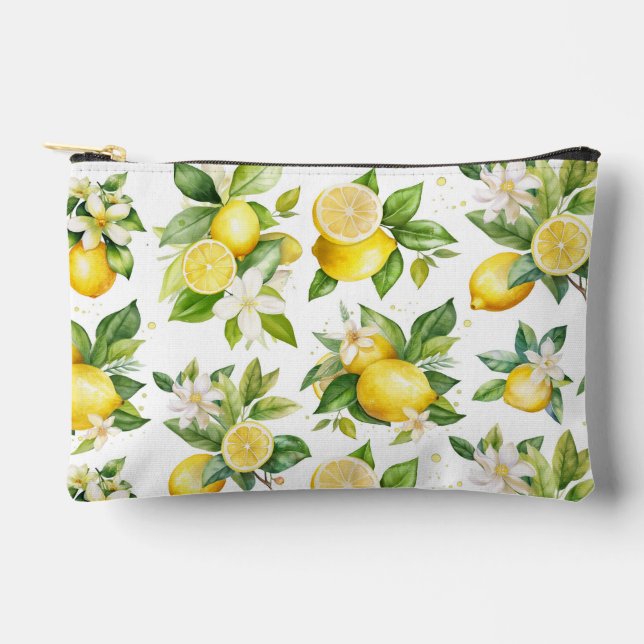 Pochette À Accessoires Motif citron, Fleurs de citron, Feuilles, Citrus (Recto)