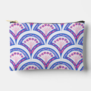Pochette À Accessoires motif damassé floral bleu