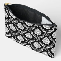 Motif Damassé Rococo Blanc sur Noir