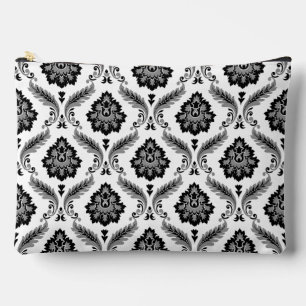 Pochette À Accessoires Motif Damassé Rococo Gris Noir Blanc