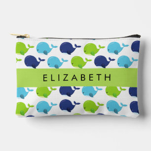 Pochette À Accessoires Motif De Baleines, Beaux Baleines, Votre Nom