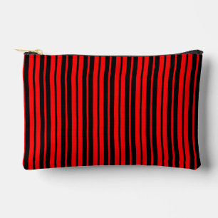 Pochette À Accessoires Motif de bandes verticales en noir rouge