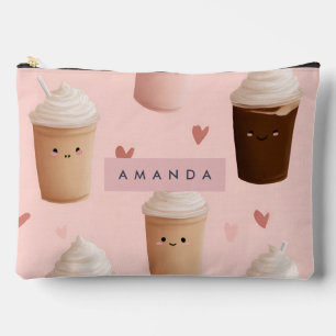 Pochette À Accessoires Motif de café glacé Kawaii personnalisé