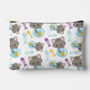 Pochette À Accessoires Motif De Chats, Chats Mignons, Chatons, Poisson