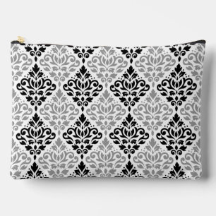 Pochette À Accessoires Motif de défilement Damas noir gris blanc