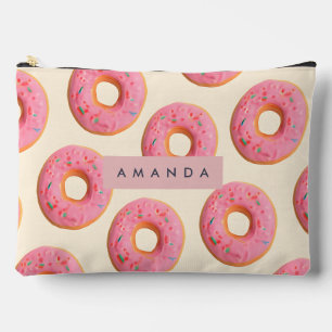 Pochette À Accessoires Motif de Donut givré rose personnalisé
