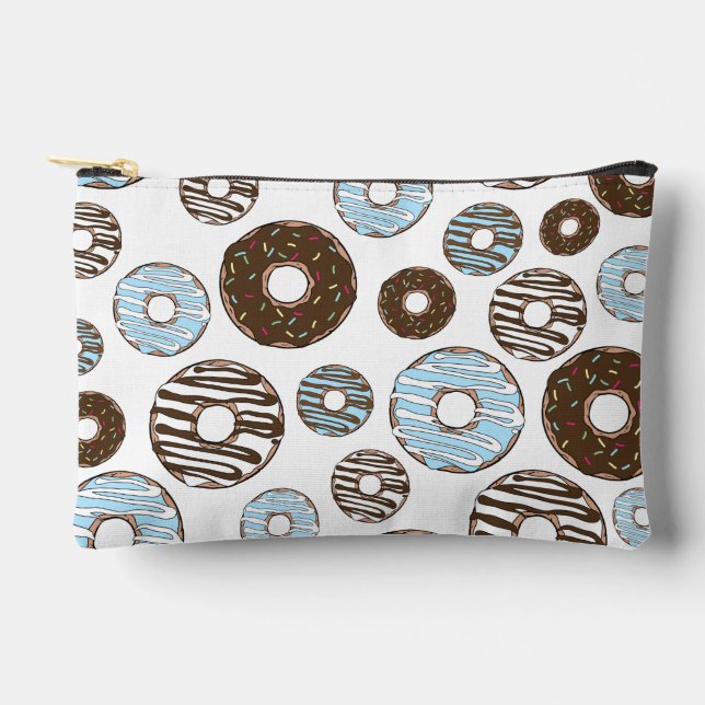 Pochette À Accessoires Motif De Donuts, Donuts Bleus, Donuts Brown (Recto)