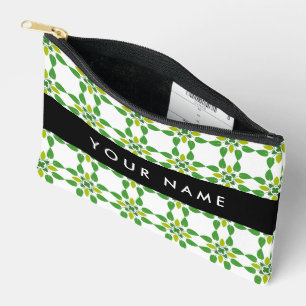 Pochette À Accessoires Motif de feuille, Feuilles vertes, Votre nom