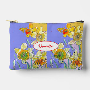 Pochette À Accessoires Motif de fleur de jonquille jaune aquarelle pour f