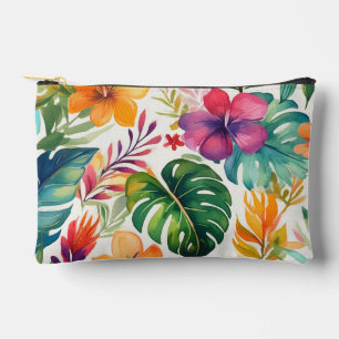 Pochette À Accessoires Motif de fleurs d'imprimerie hawaïenne moderne