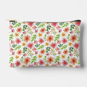 Pochette À Accessoires Motif de fleurs roses à l'aquarelle