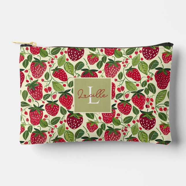 Pochette À Accessoires Motif de fraise personnalisé mignon (Recto)