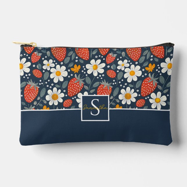 Pochette À Accessoires Motif de fraise personnalisé mignon (Recto)