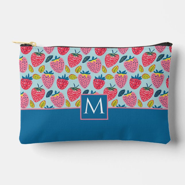 Pochette À Accessoires Motif de fraise personnalisé mignon (Recto)