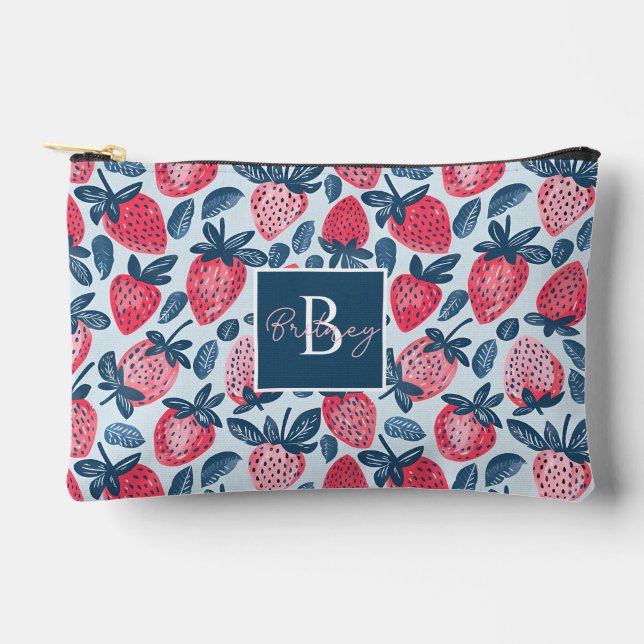 Pochette À Accessoires Motif de fraise personnalisé mignon (Recto)