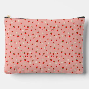 Pochette À Accessoires Motif de fraises et de fleurs