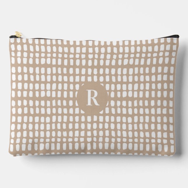 Pochette À Accessoires Motif de ligne Abstraite simple Beige personnalisé (Recto)