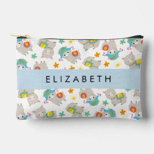 Pochette À Accessoires Motif De Llamas, Alpacas, Fleurs, Votre Nom